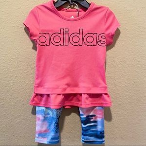 Adidas Pink & Blue Capri Leggings Set